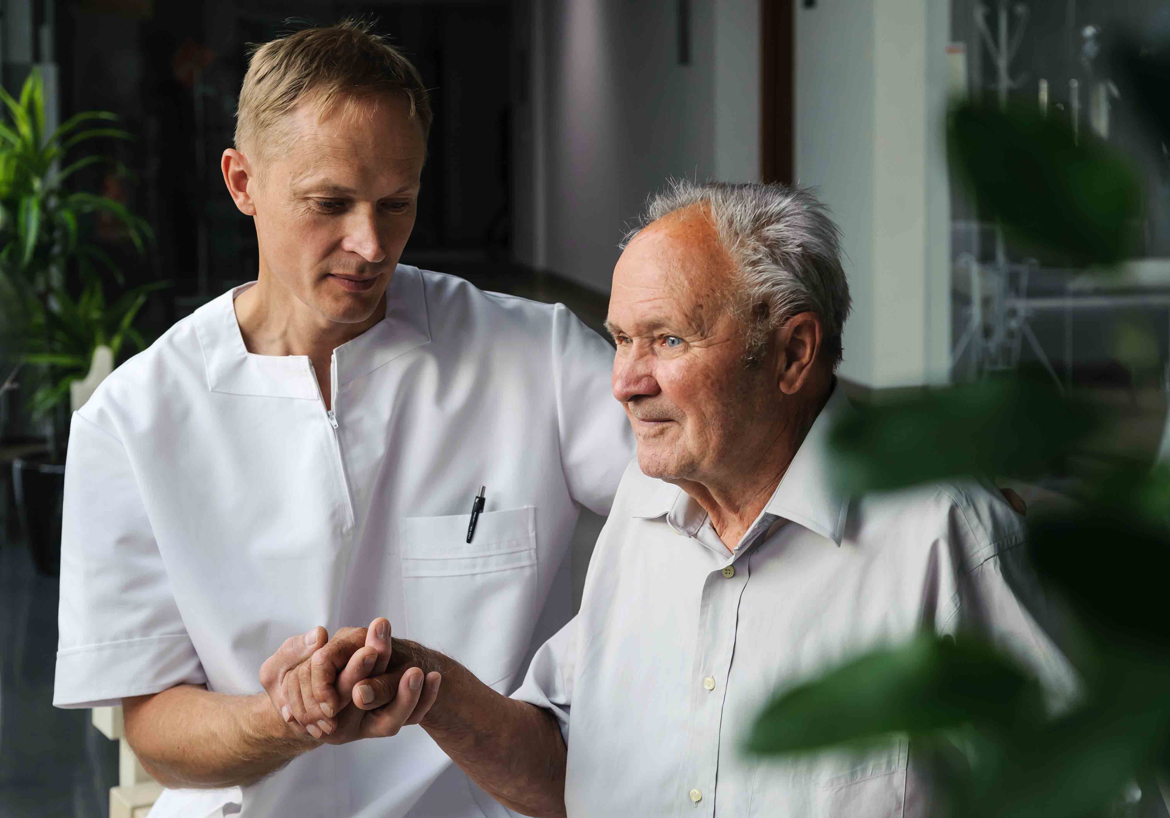 A Stockwellcare carer offers gentle, attentive support to a service user